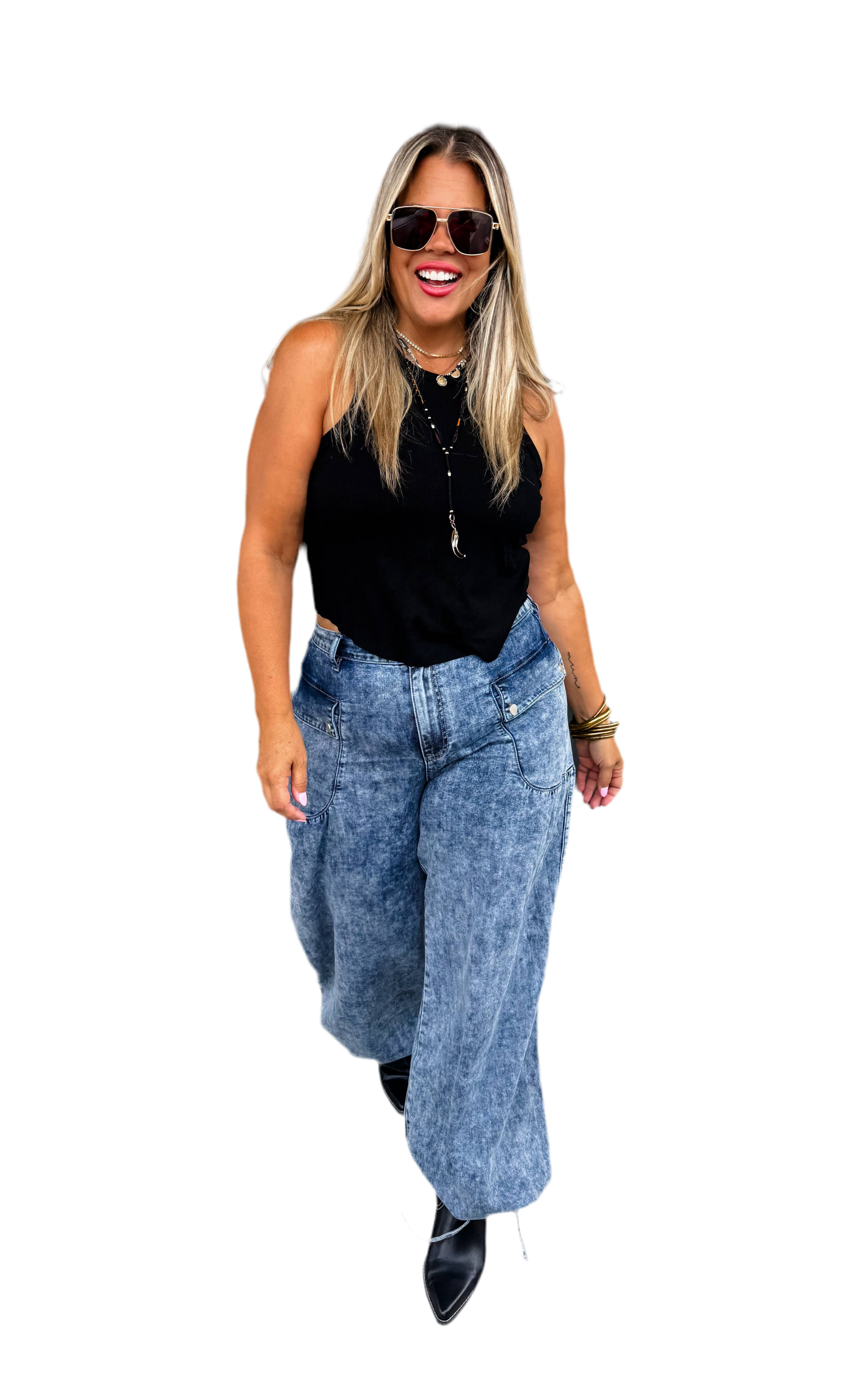 CHARLIE CINCH HEM WIDE LEG JEANS