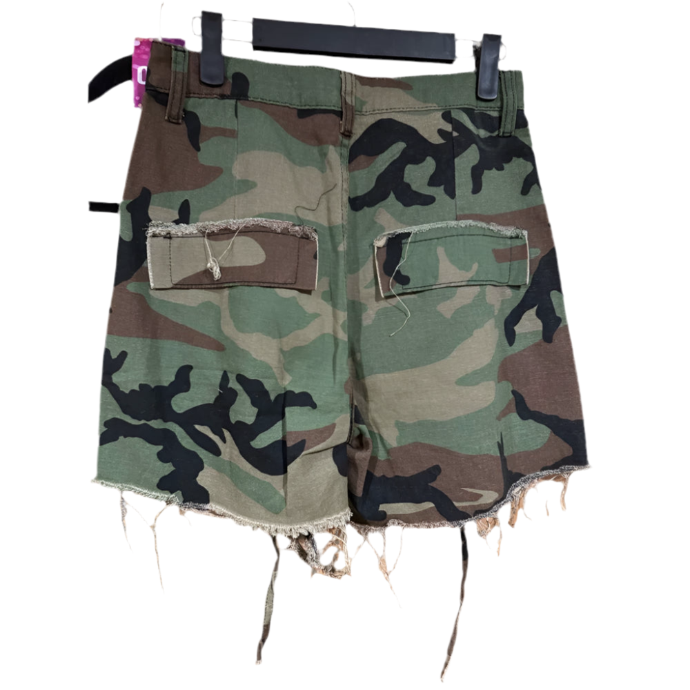 Distressed Jean Camo Distressed Shorts