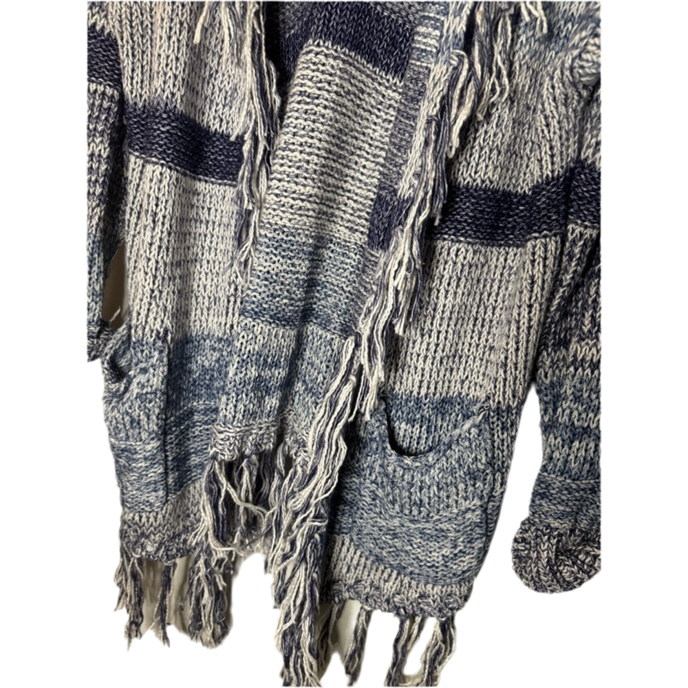 Preloved American Eagle Oversized Cardigan Blue Knit Fringed Sweater