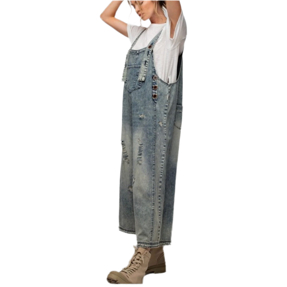 Multiple Colors Easel Cropped Oversized Overalls