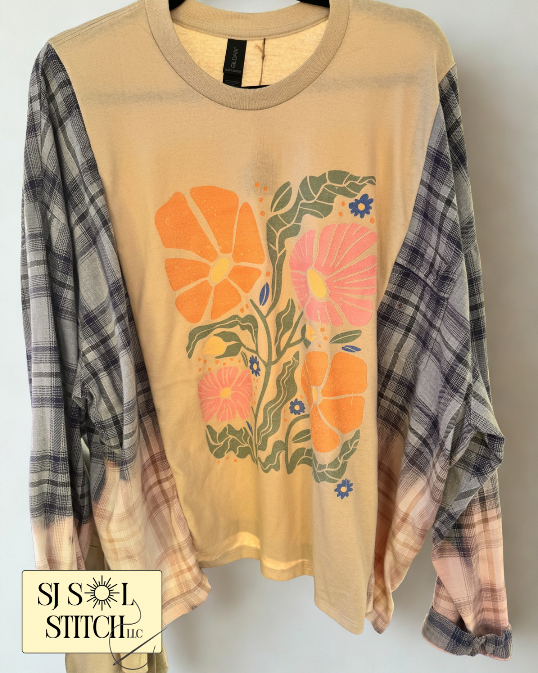 Colorful Wildflower Upcycled Flannel Tee — SJ Original