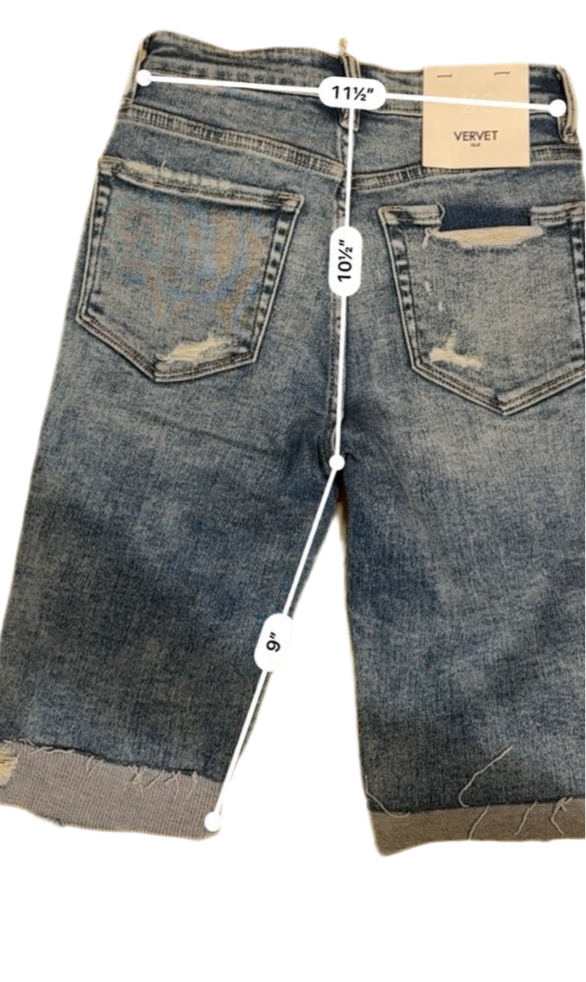 Distressed Blue Denim Shorts- Small