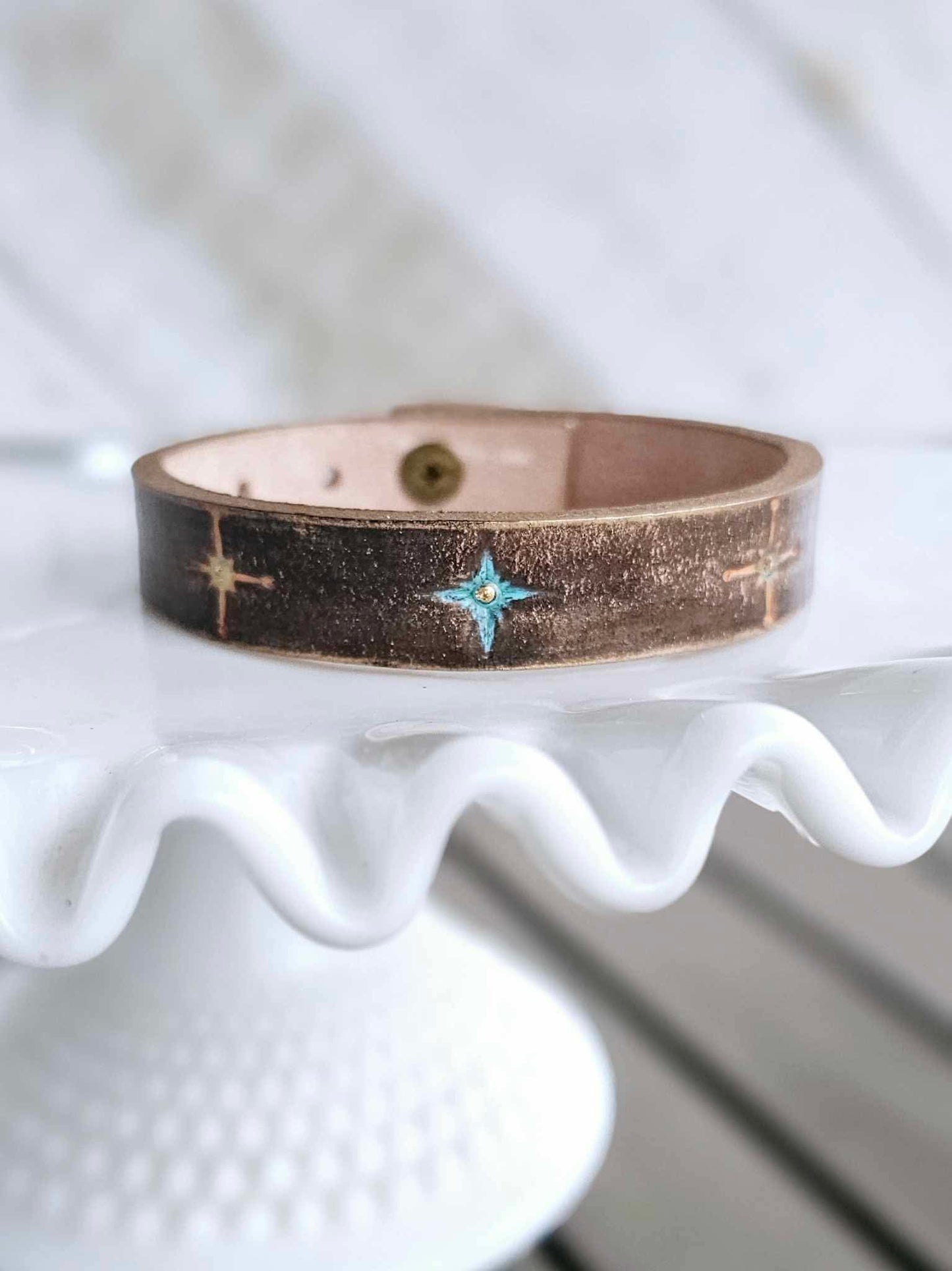 Thin Pop of Color Leather Cuff Bracelet