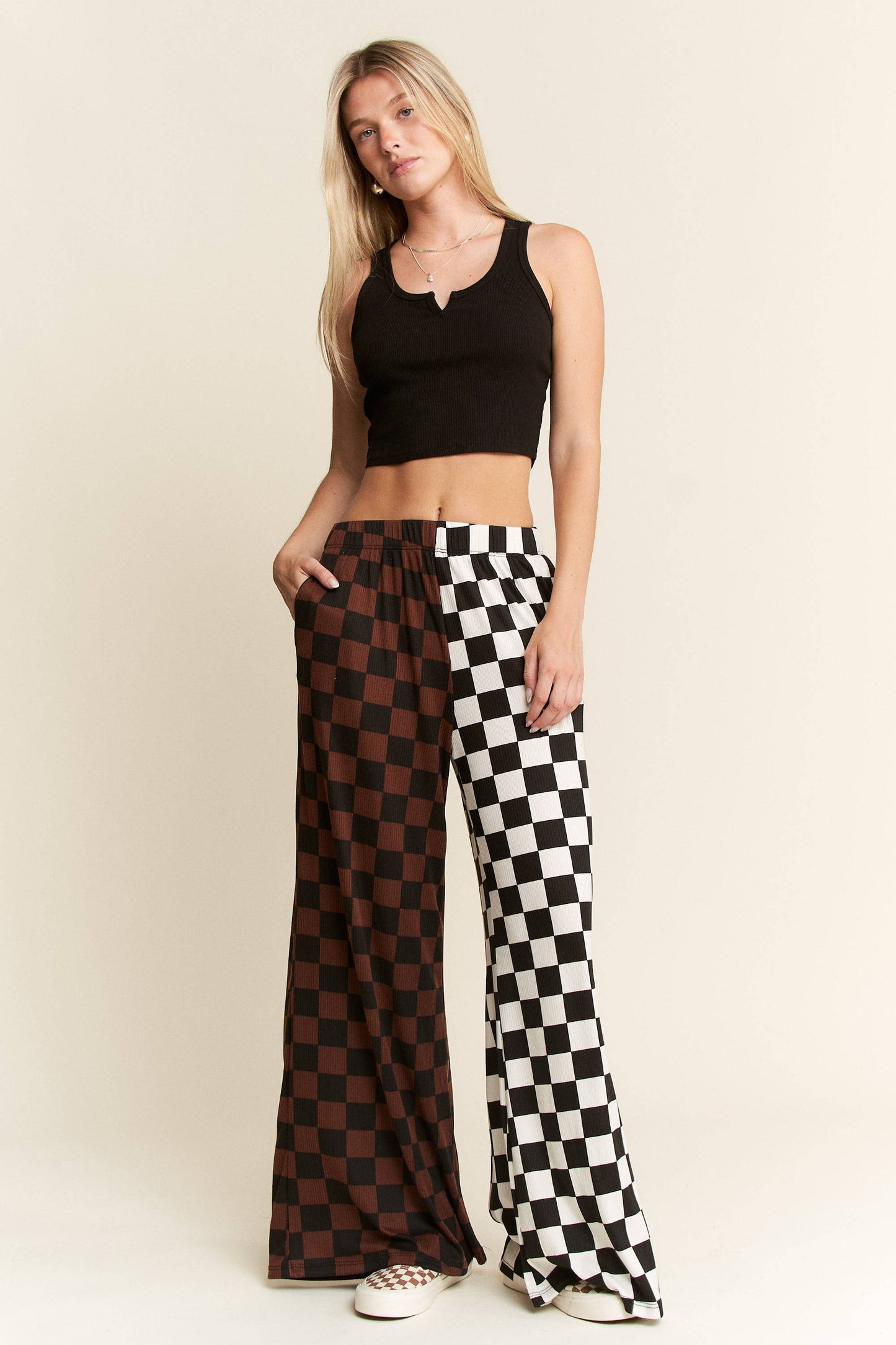 PLUS SIZE SPLIT DECISION CHECKERED PANTS