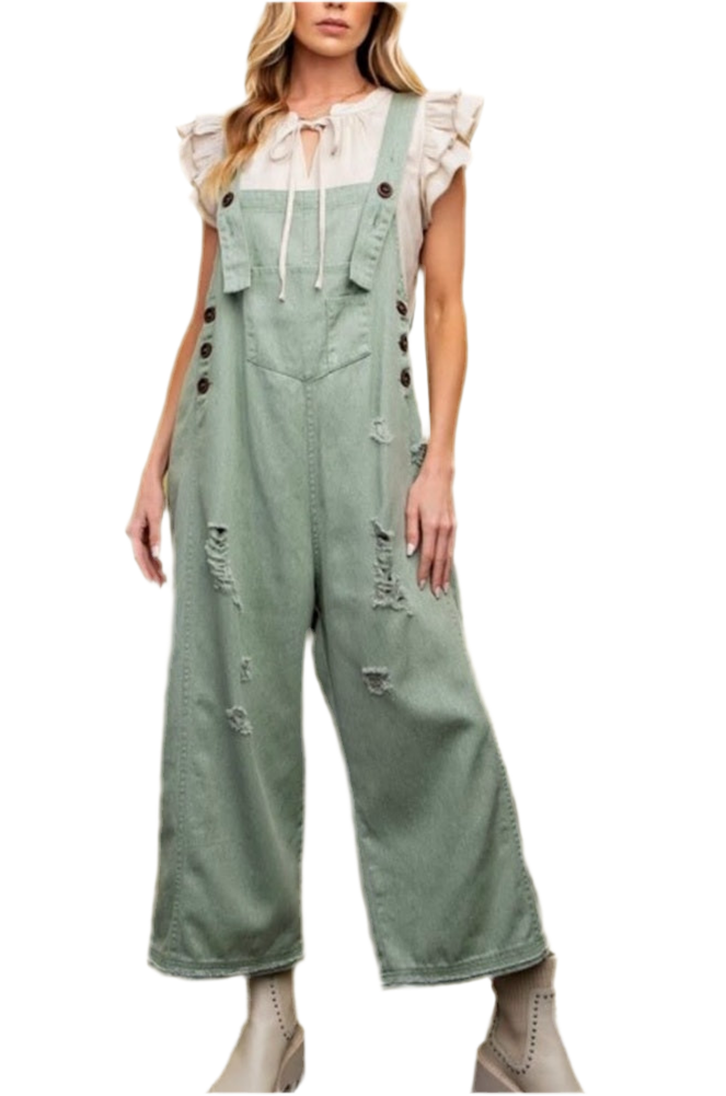 Multiple Colors Easel Cropped Oversized Overalls