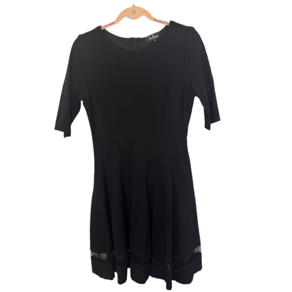 Sheer Factor Black Mesh Skater Black Dress