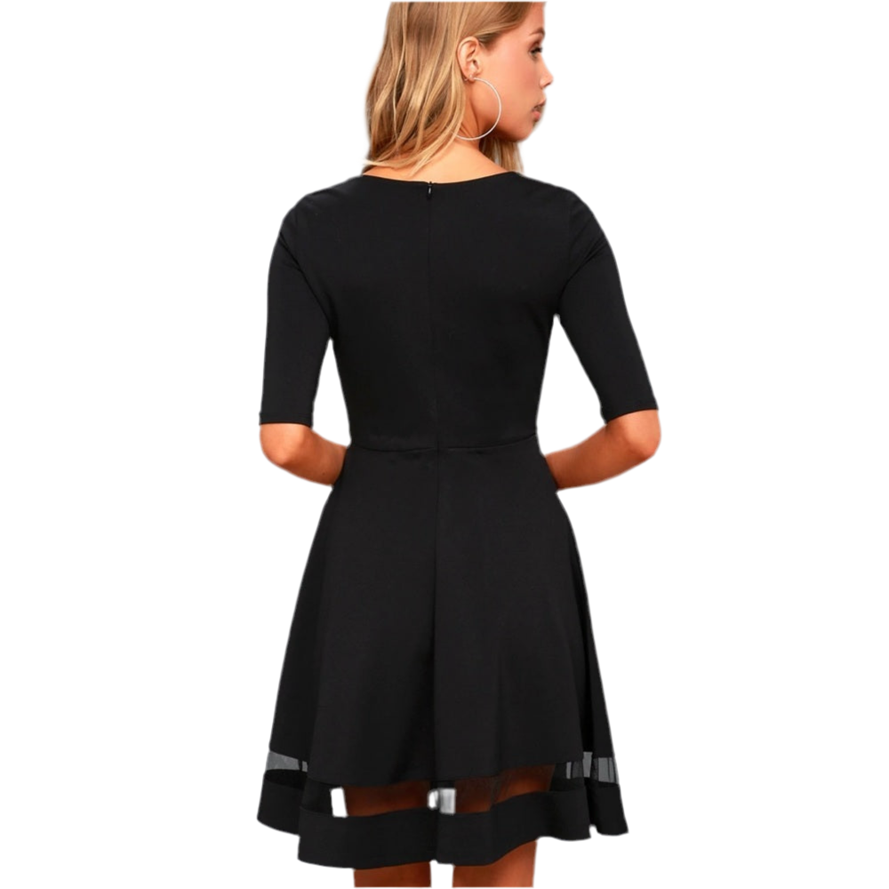Sheer Factor Black Mesh Skater Black Dress
