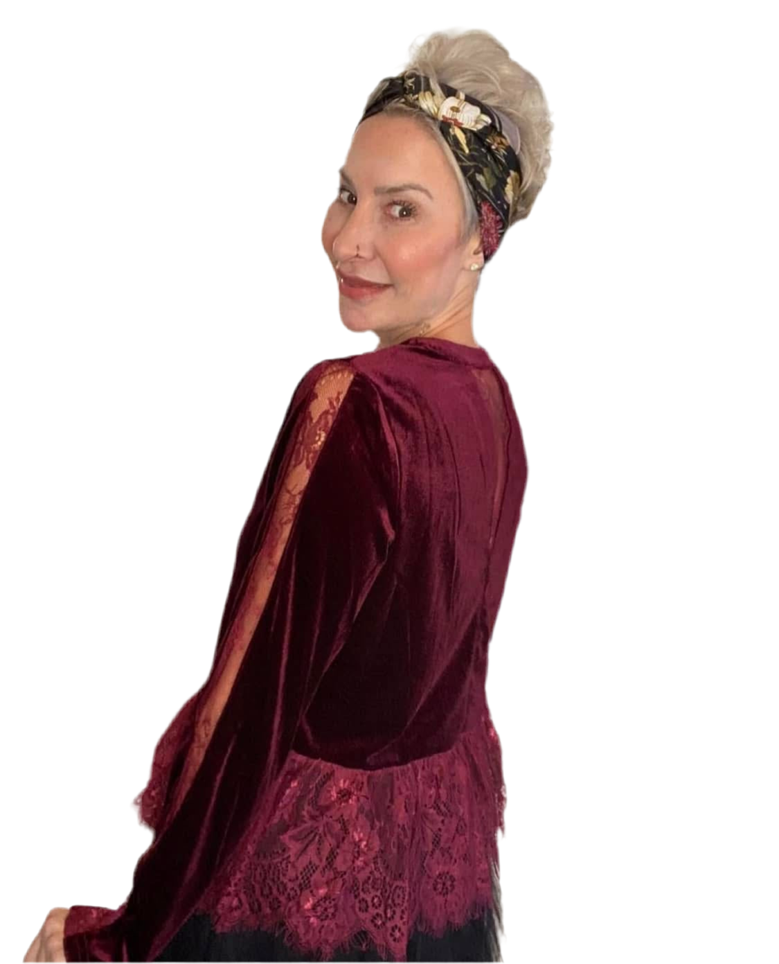 Elegant Velvet Lace Trim Blouse-Multiple Colors