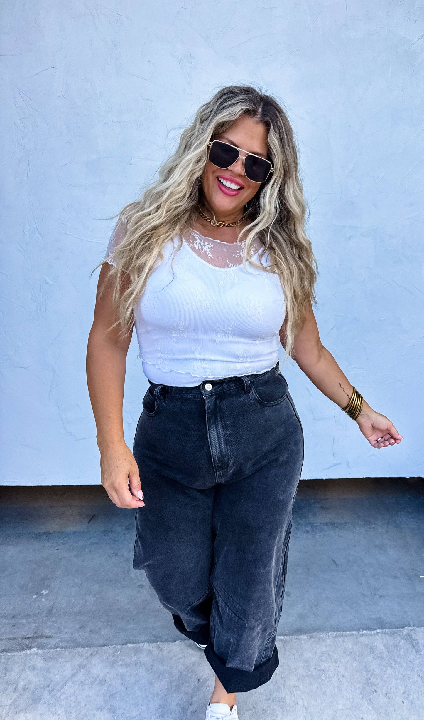 SHORT SLEEVE LACE TOP-Multiple Colors
