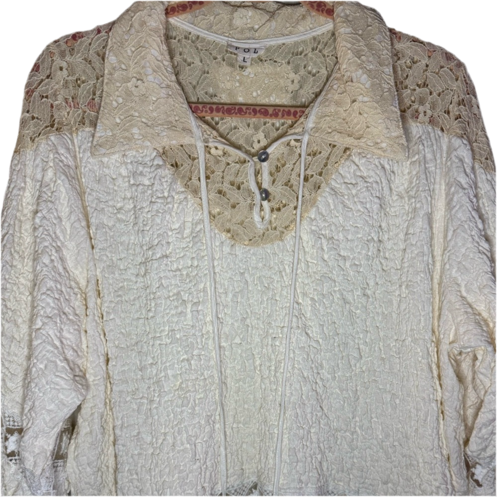 Ivory Lace Accent Blouse