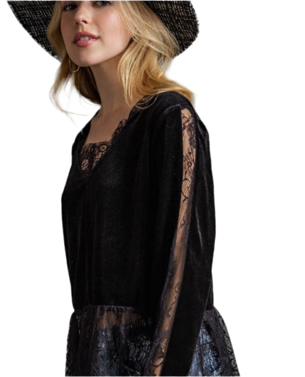 Elegant Velvet Lace Trim Blouse-Multiple Colors