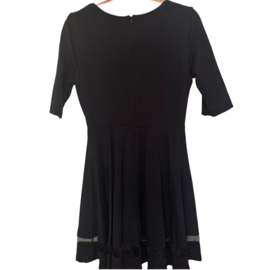 Sheer Factor Black Mesh Skater Black Dress
