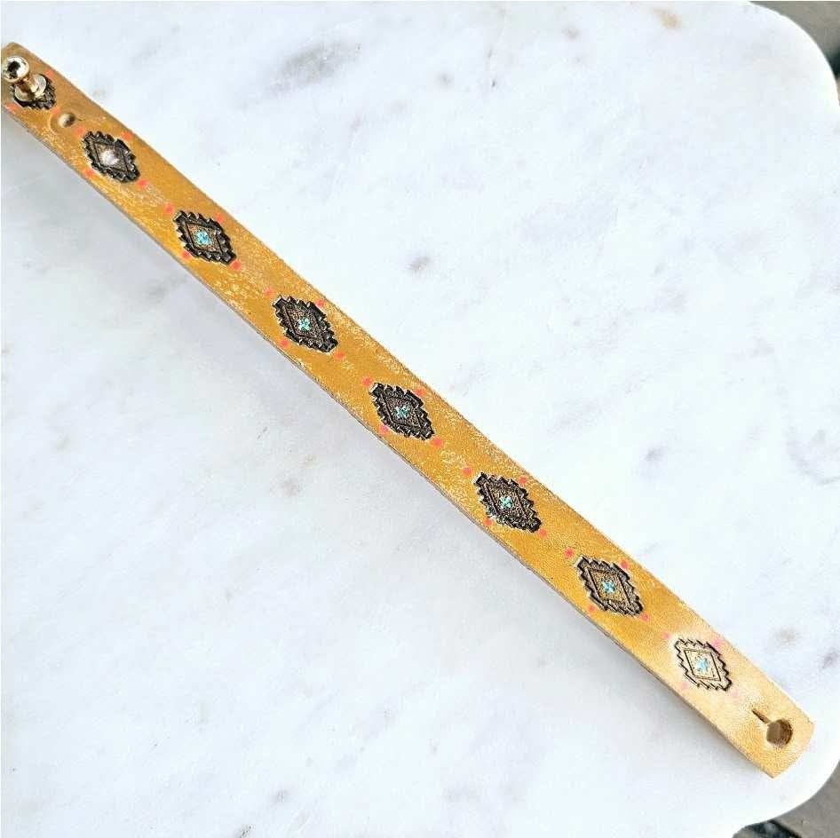 Thin Yellow Leather Cuff Bracelet