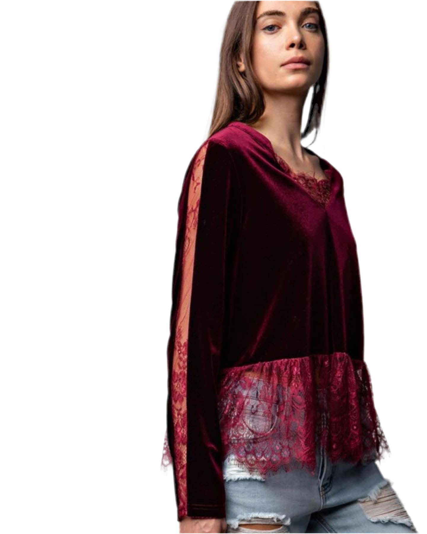 Elegant Velvet Lace Trim Blouse-Multiple Colors