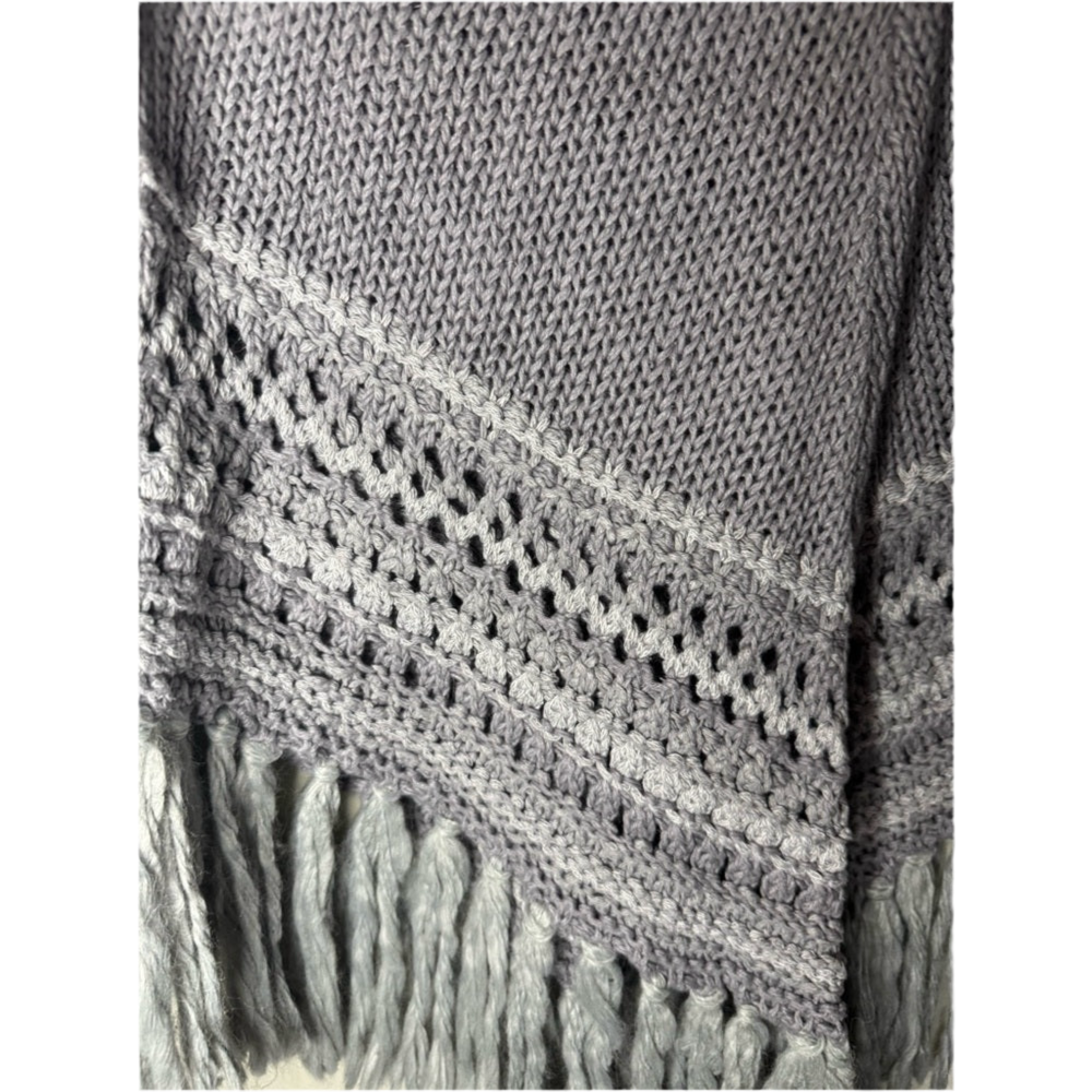 Preloved American Eagle Gray Knit Fringe Sweater Poncho