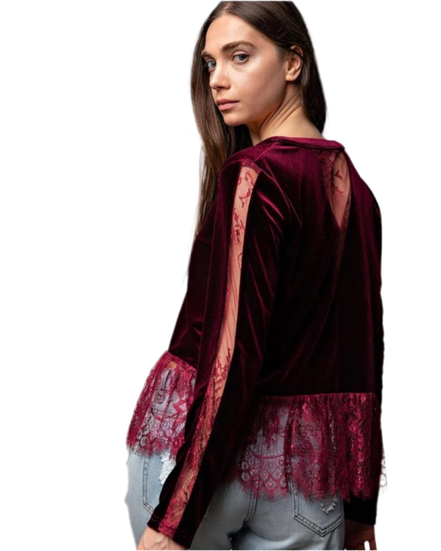 Elegant Velvet Lace Trim Blouse-Multiple Colors