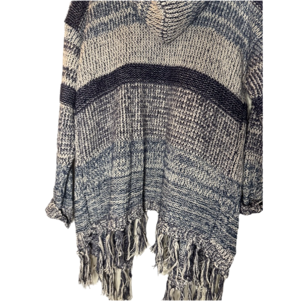 Preloved American Eagle Oversized Cardigan Blue Knit Fringed Sweater