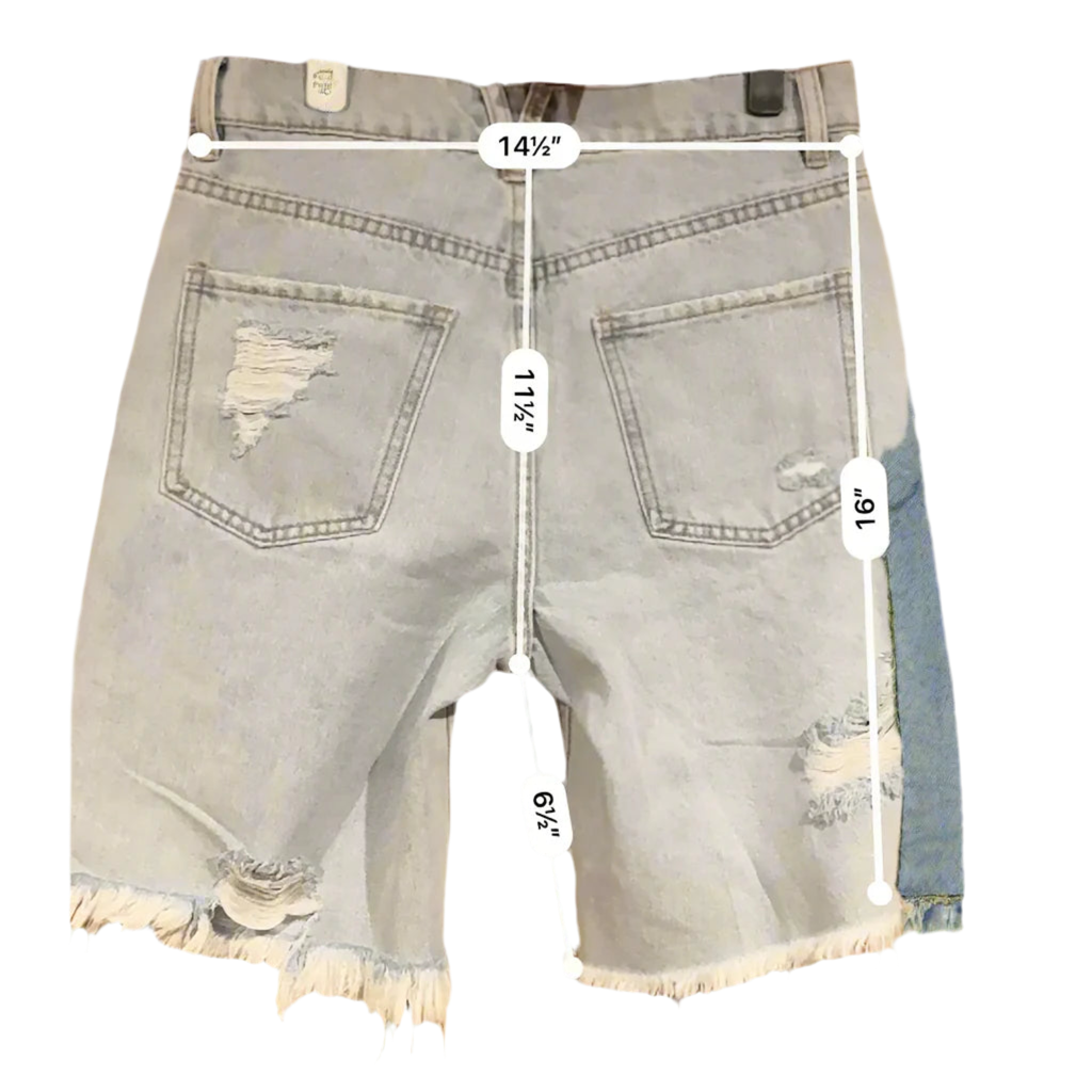 Easel Distressed Long Jean Shorts - Small