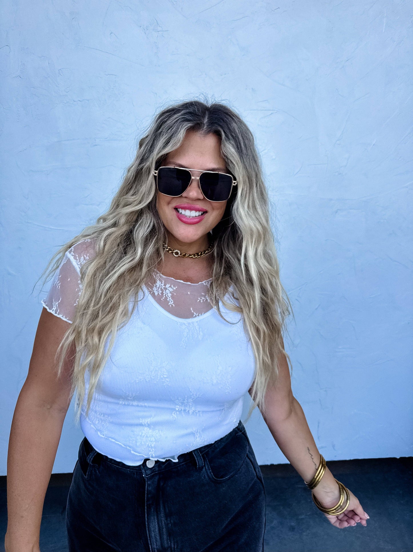 SHORT SLEEVE LACE TOP-Multiple Colors