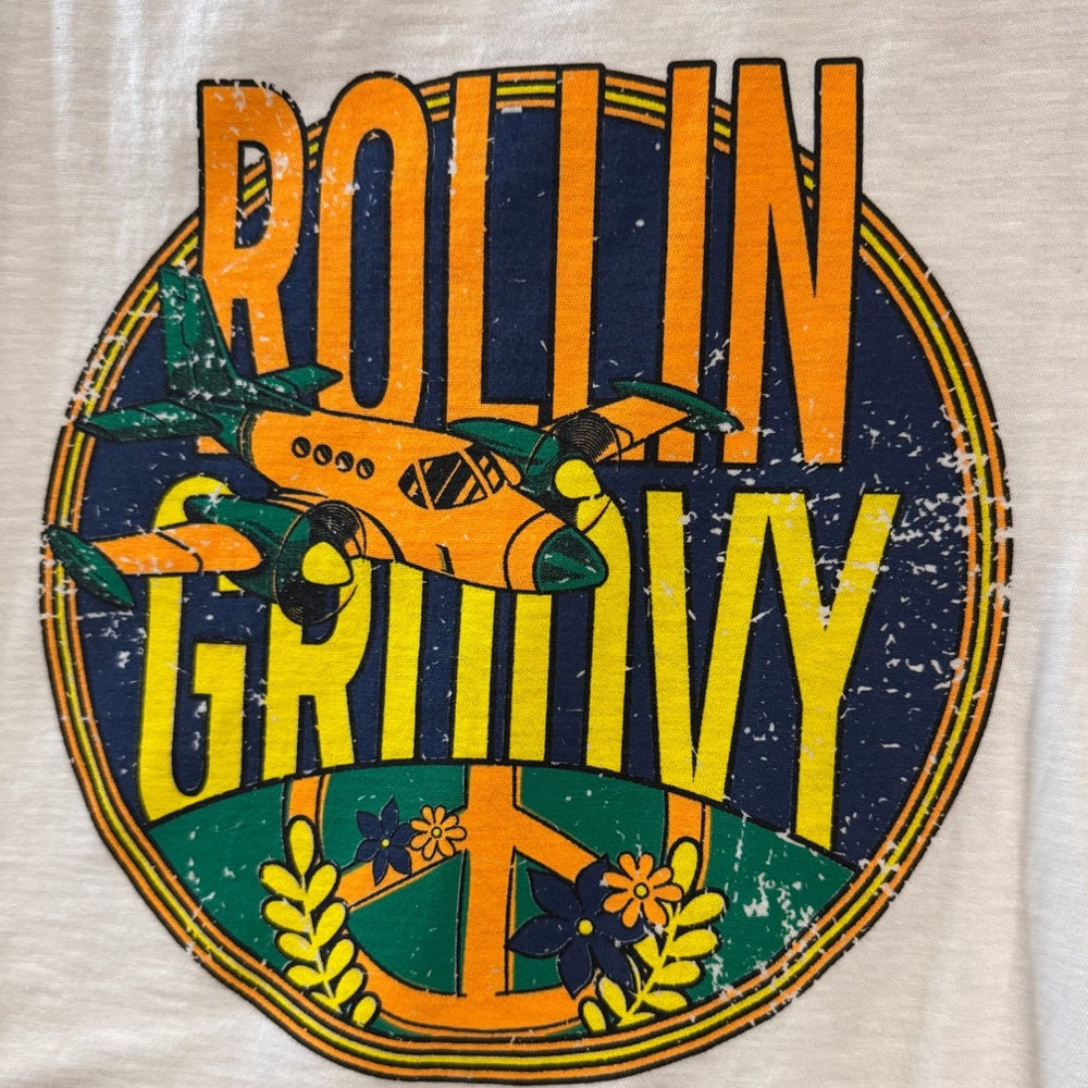 White Sleeveless Graphic Tee Medium