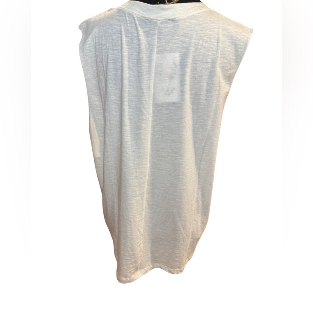 White Sleeveless Graphic Tee Medium