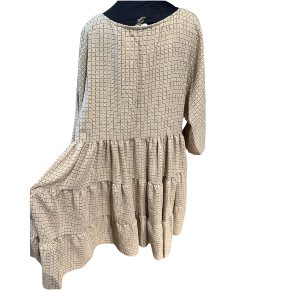 Tan Plaid Mid Dress women's XL-3XL