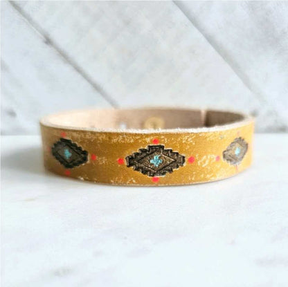 Thin Yellow Leather Cuff Bracelet