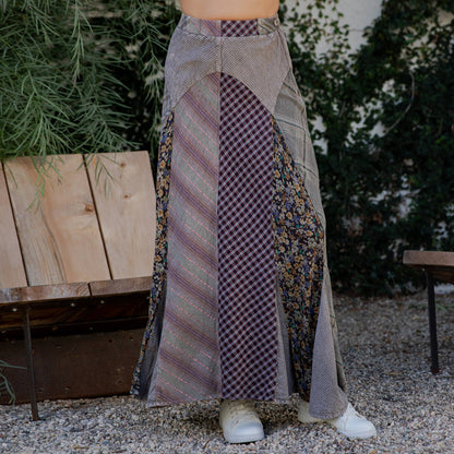 Boho Bias-Cut Prairie Maxi Skirt