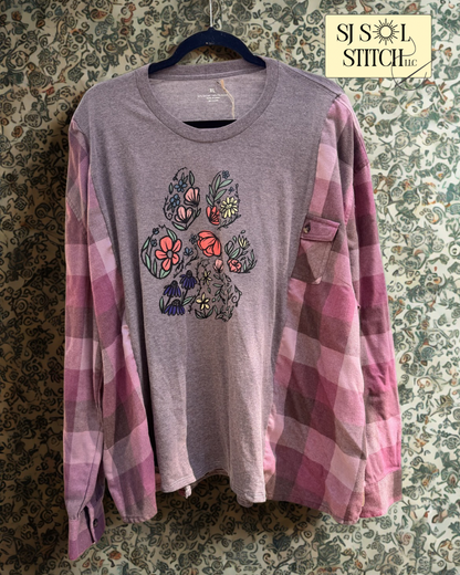 Flower Paw Upcycled Flannel Tee — SJ Original