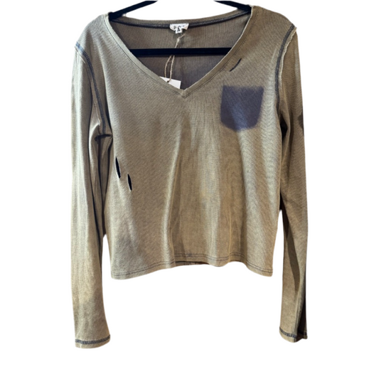 POL Distressed Olive Long Sleeve Top women's medium