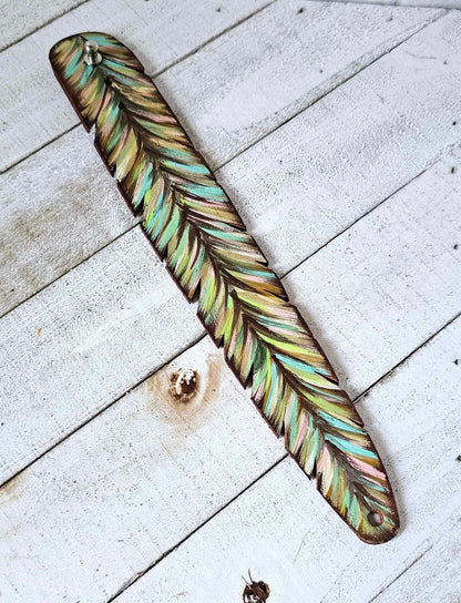 Colorful Feather Leather Cuff Bracelet