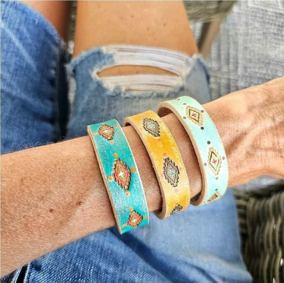 Thin Yellow Leather Cuff Bracelet
