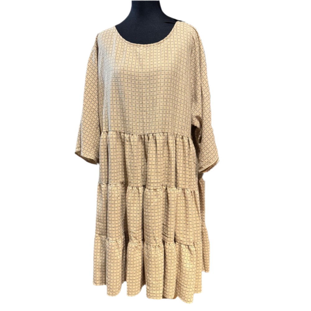 Tan Plaid Mid Dress women's XL-3XL