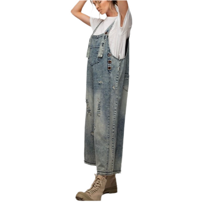 Multiple Colors Easel Cropped Oversized Overalls