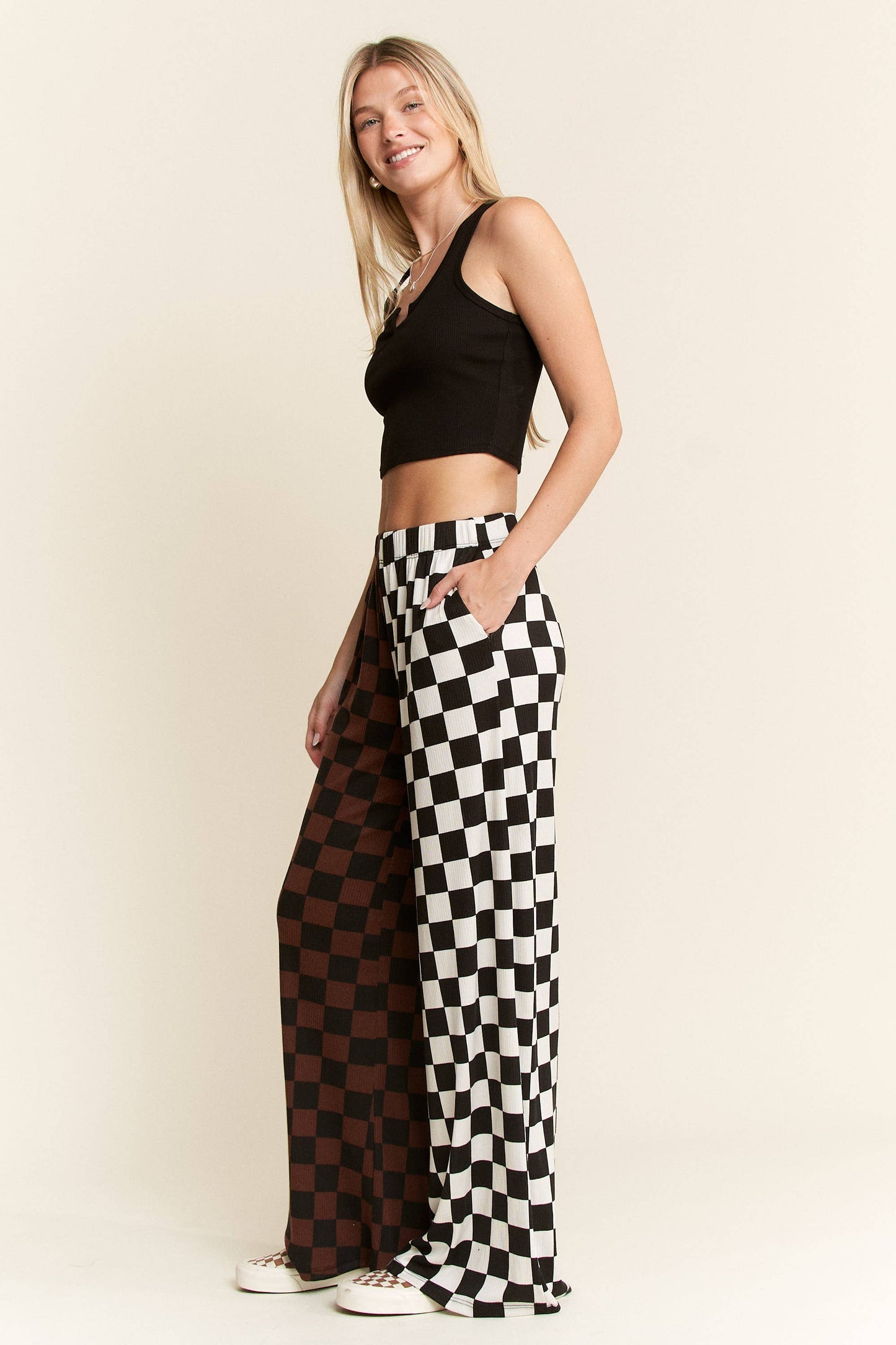 PLUS SIZE SPLIT DECISION CHECKERED PANTS