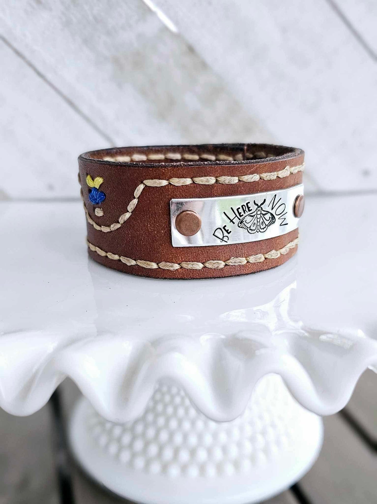 Be Here Now Leather Cuff Bracelet