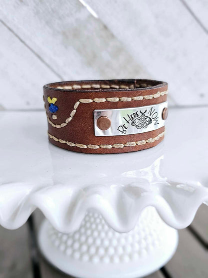 Be Here Now Leather Cuff Bracelet