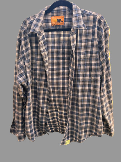 Live Free Upcycled Flannel — Blue Plaid | SJ Original