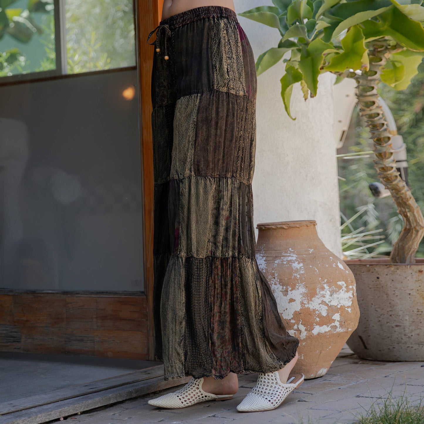 Patchwork Retro Revival Long Flared Pants (multiple options in regular size and plus)