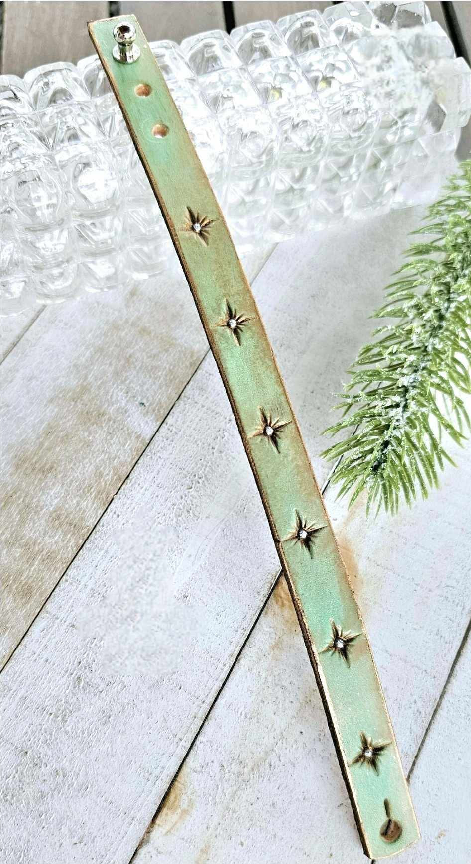 Thin Sage Green Leather Cuff Bracelet