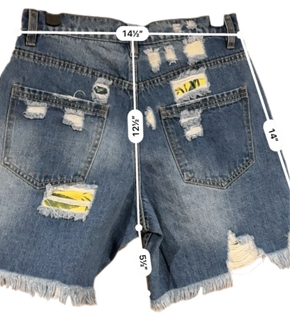 Easel Distressed Jean Shorts- Small