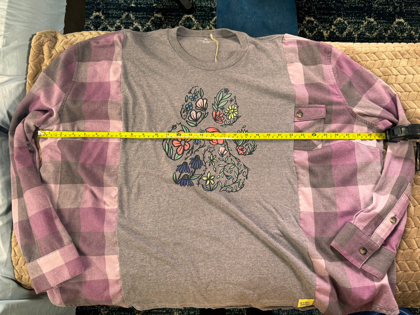 Flower Paw Upcycled Flannel Tee — SJ Original