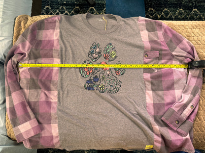 Flower Paw Upcycled Flannel Tee — SJ Original