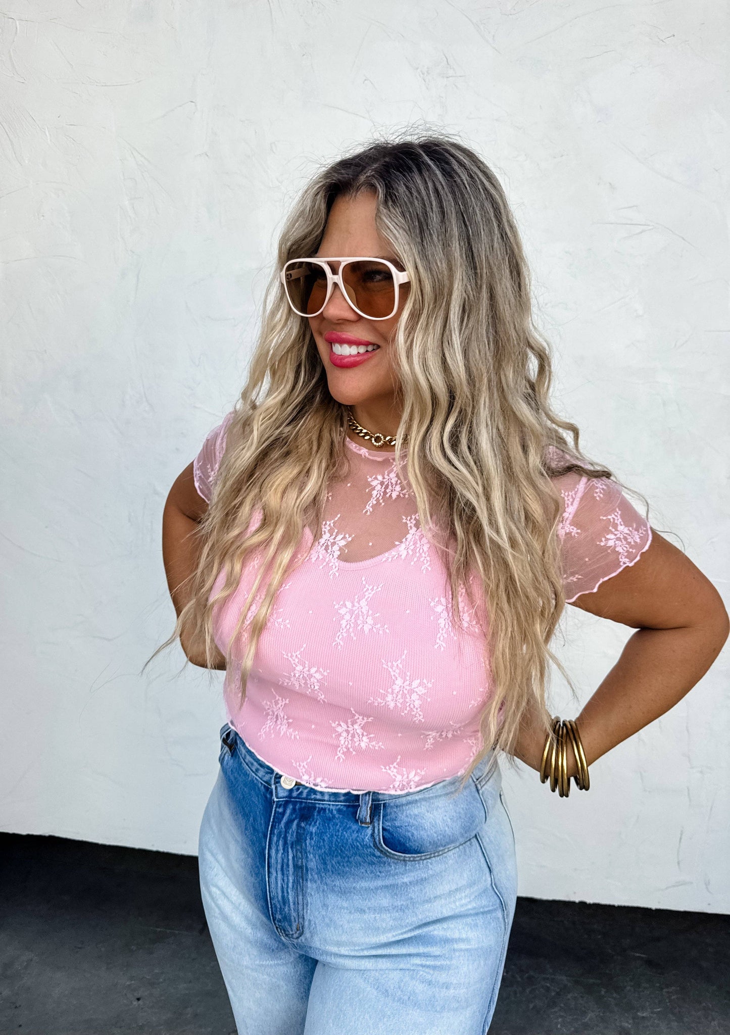 SHORT SLEEVE LACE TOP-Multiple Colors