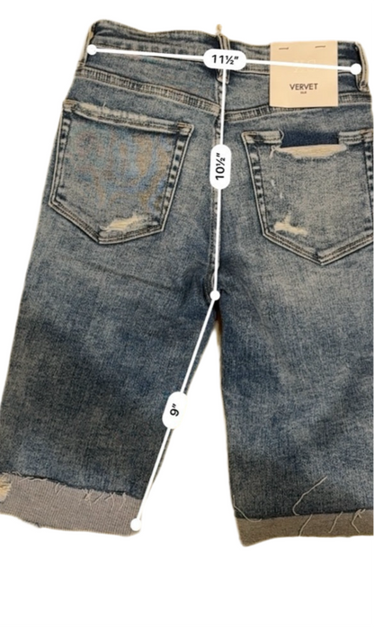 Distressed Blue Denim Shorts- Small