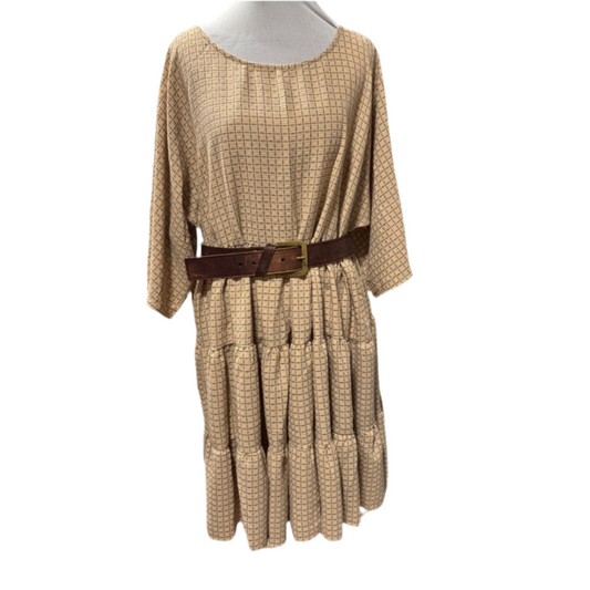 Tan Plaid Mid Dress women's XL-3XL