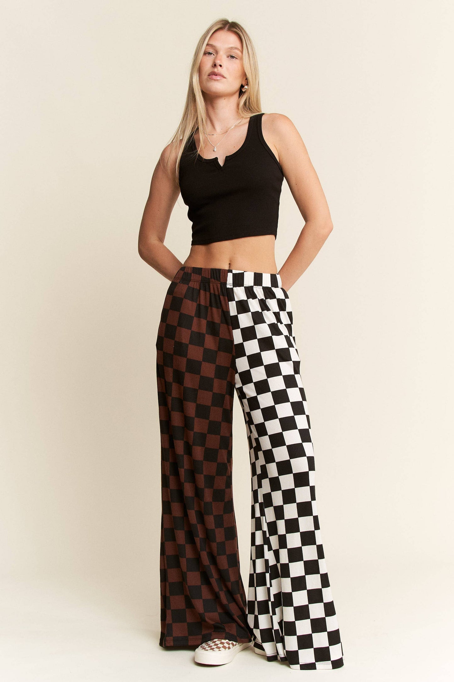 PLUS SIZE SPLIT DECISION CHECKERED PANTS