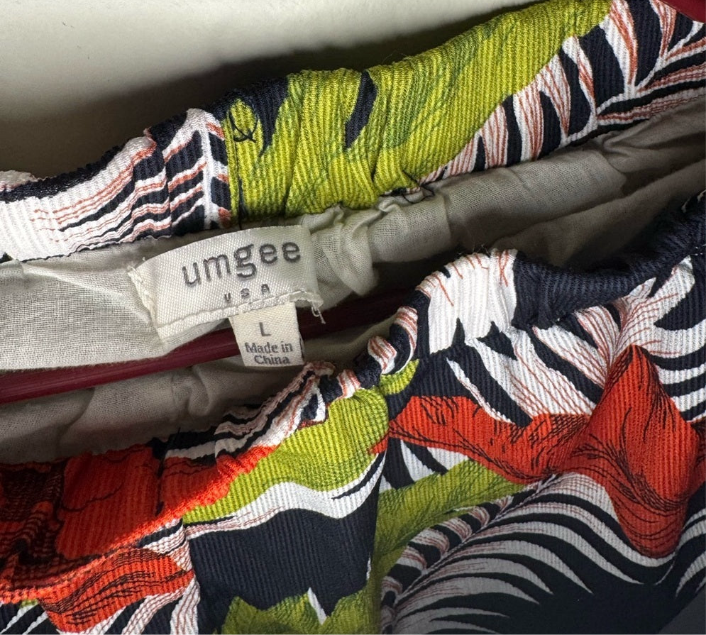 Tropical Leaf Print Pants
