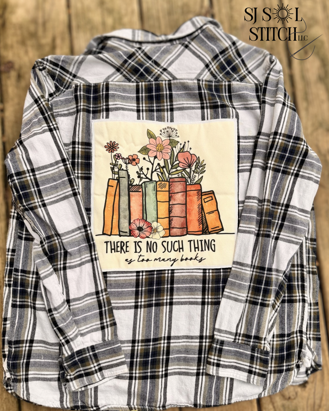 Book Lover Patch Upcycled Flannel — SJ Original
