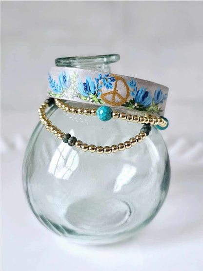 Peace Boho Thin Leather Cuff Bracelet